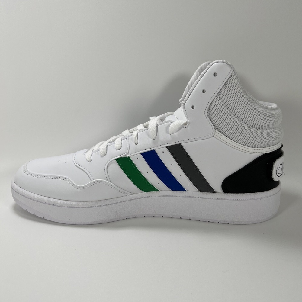 NEW adidas Men's 11.5‎ Hoops 3.0 Mid Basketball Shoe White/Green/Team Royal Blue - Picture 10 of 16